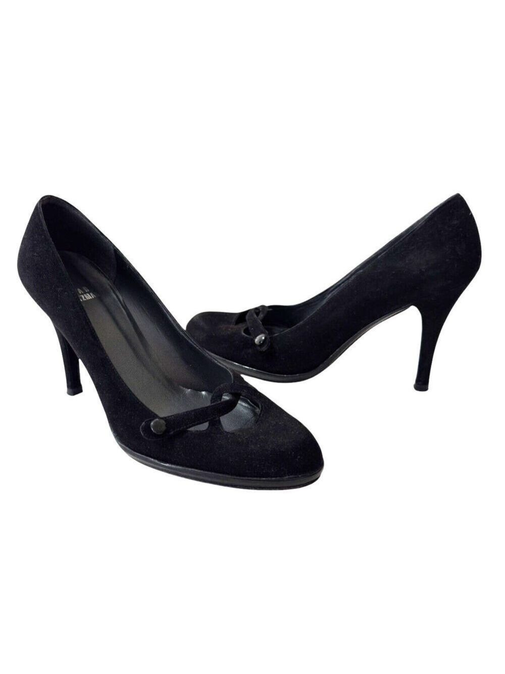 Stuart Weitzman Black Suede Almond Toe Pumps Size 6.5M